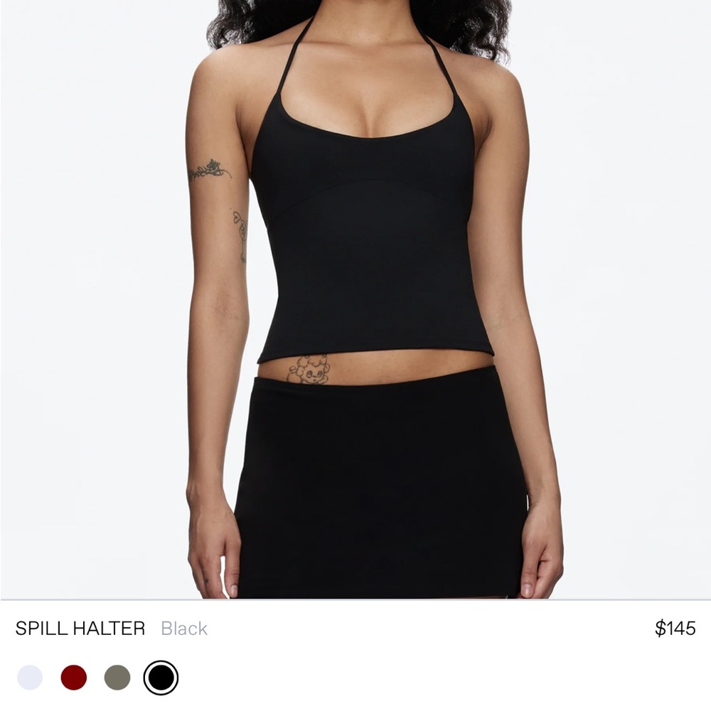 Tank air Spill Halter Black Tank Top